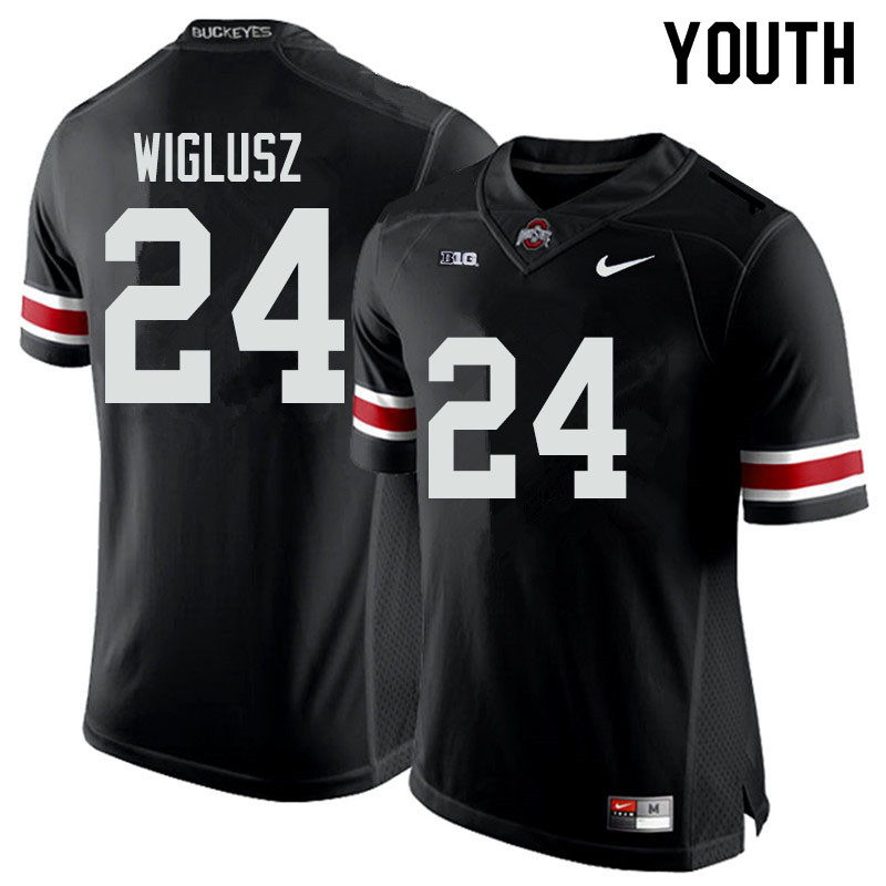Ohio State Buckeyes Sam Wiglusz Youth #24 Black Authentic Stitched College Football Jersey